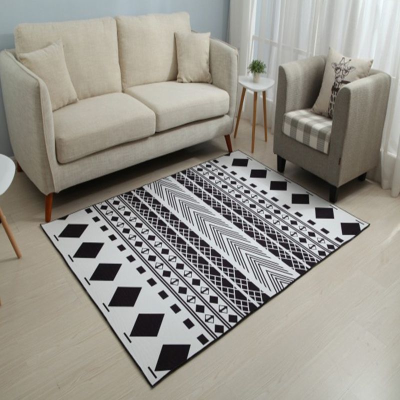 Modern Geometric Lattice Pattern Rug Polyester Rug Washable Rug for Home Decor