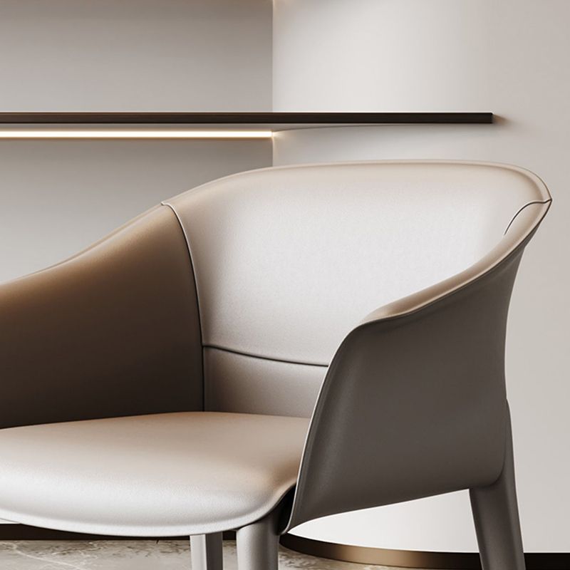 Modern Upholstered Guest Chair Faux Leather Dining Arm Chair