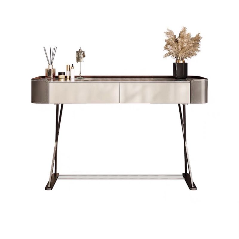Makeup Vanity Table With Drawer and White Stool Set for Bedroom