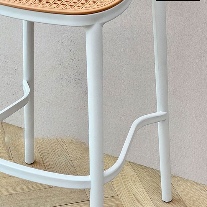 Scandinavian Armless Bar Stool Plastic Low Back Stool in White and Black