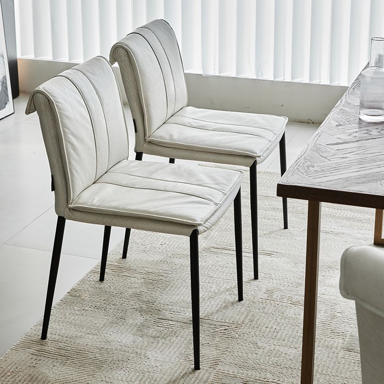 Indoor Leather Upholstered Dining Side Chair Metal Legs Dining Chair
