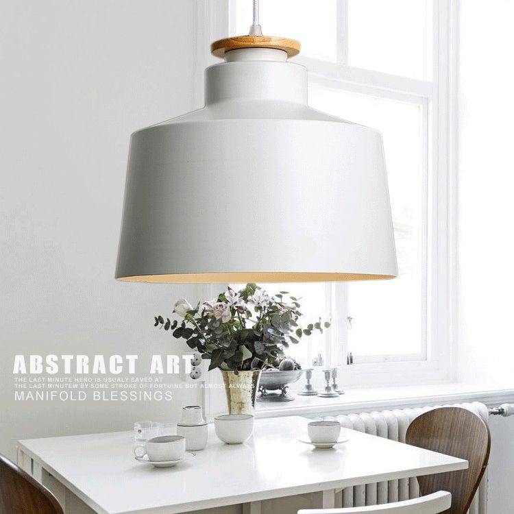 1-Light Pendant Lamp Nordic Macarons Style Metal Dining Room Hanging Lamp