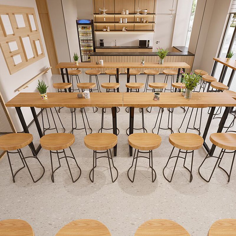 Modern Rectangle Sled Base Solid Wood Bar Table for Kitchen Dining Room