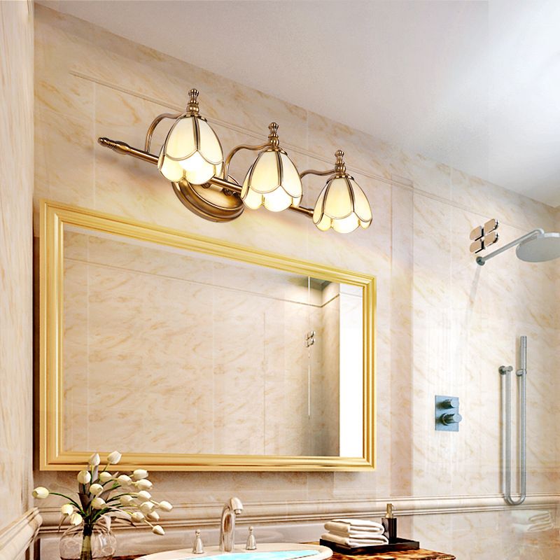 Luce frontale a specchio moderna semplice luce vanità con tonalità di vetro per bagno
