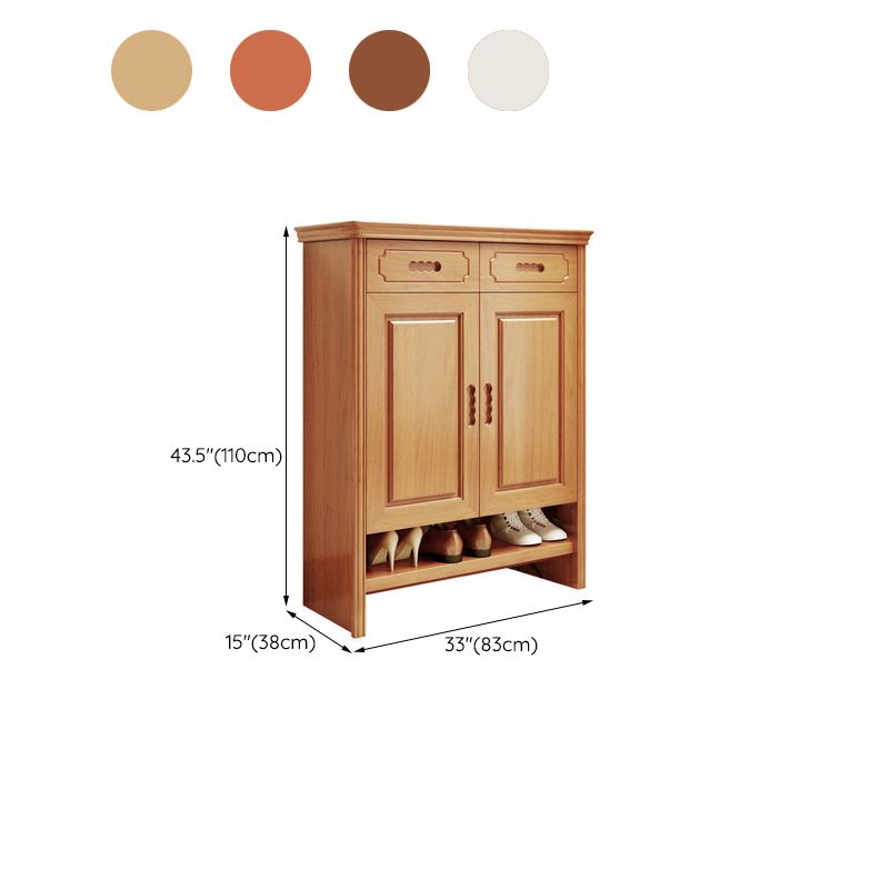 Mid-Century Modern Accent Cabinet Rectangle Solid Wood Grooves With Doors Cabinet