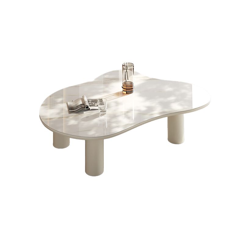 Marble White Single Coffee Table Modern Free-Form Coffee Table