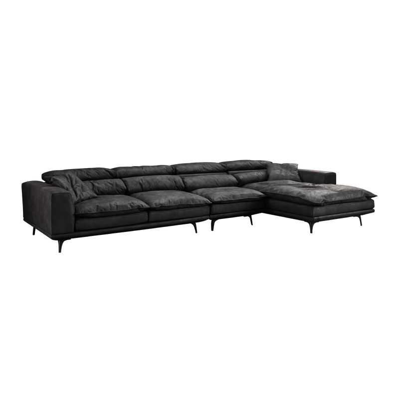 Square Armrest Cushioning Backrest Black Metal Sofa Legs Black Tech Fabric Sofa Bed