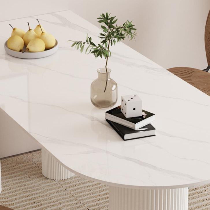 Modern Dining Table Sintered Stone Table with Wood Legs for Home Use