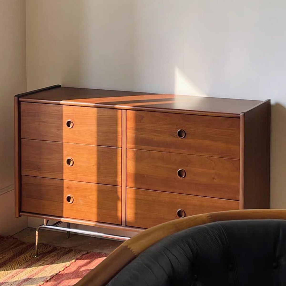 Mid-Century Modern Accent Chest with  Drawers and Straight Legs in Brone