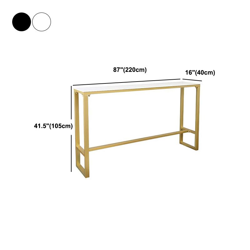 Nordic Bar Table Rectangle Stone Top Bistro Table with Pedal