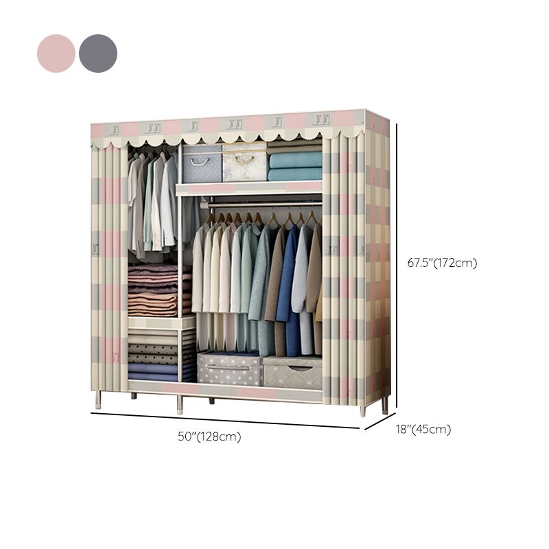 Modern Metal Wardrobe Cloth Rod Included Wardrobe Closet with Shelves