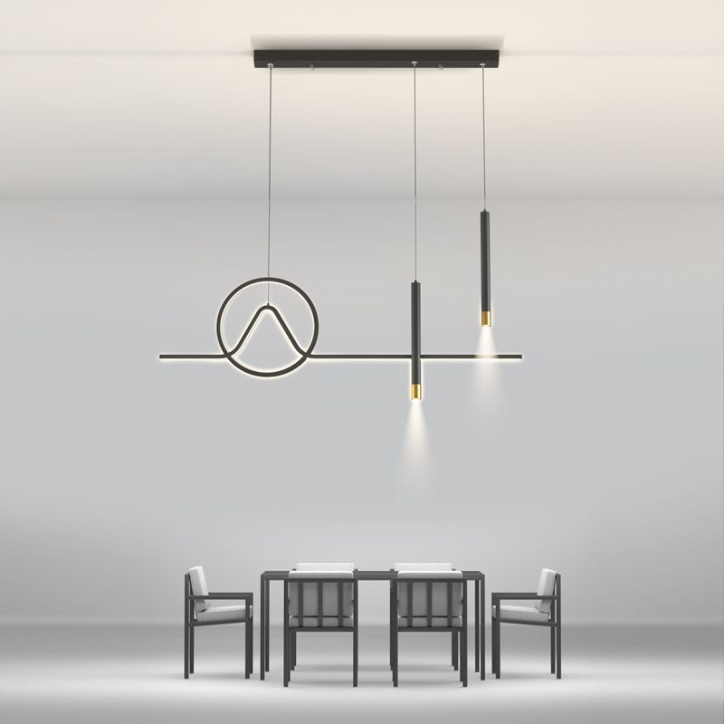 4 Licht geometrische Insellichter zeitgenössische Metal -Inselbeleuchtungsideen