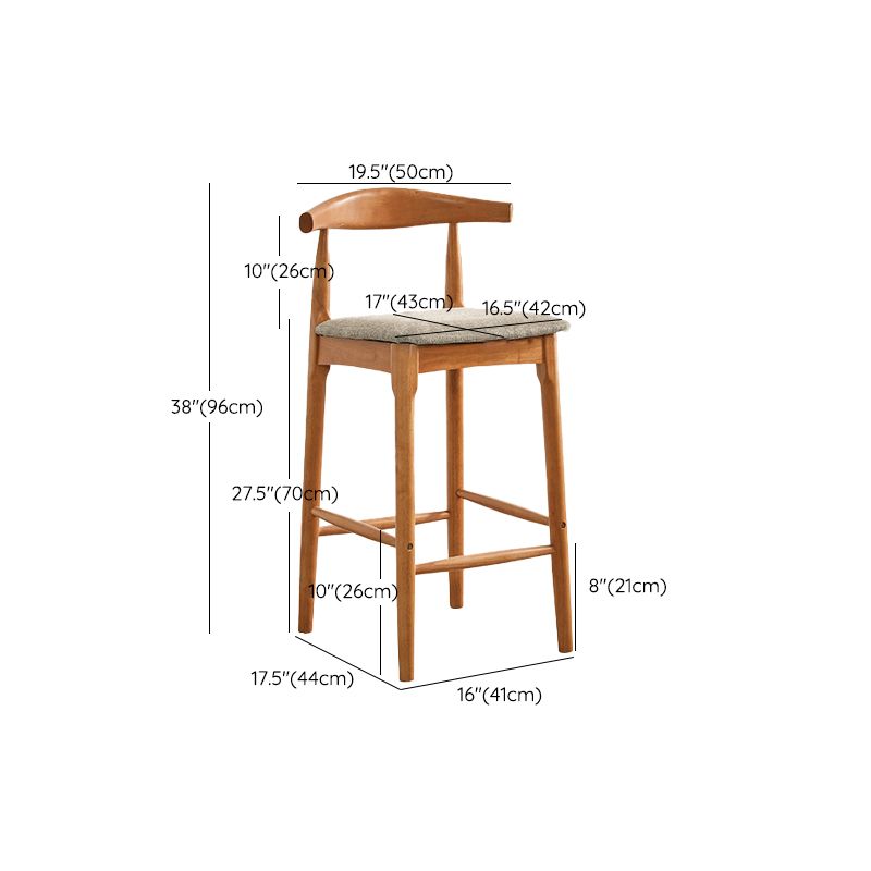 Contemporary Upholstered Armless Bar Stool with Solid Wood Base