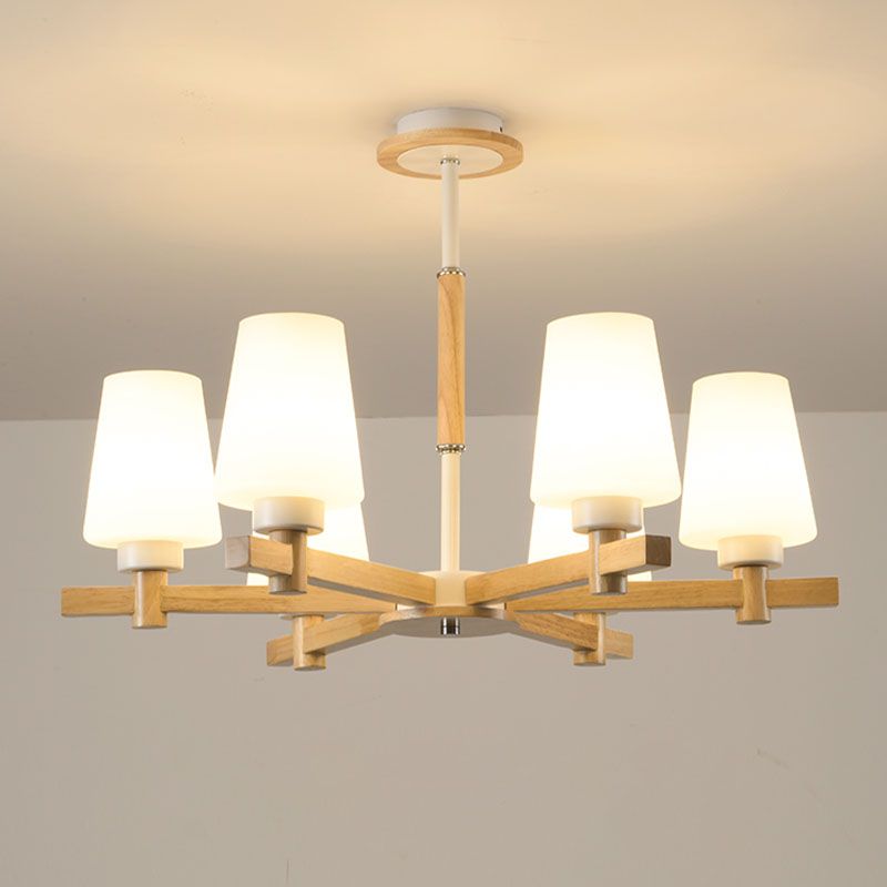 Hölzerne Anhänger Kronleuchter Decke hängende Licht mit Glasform Licht für den Salon