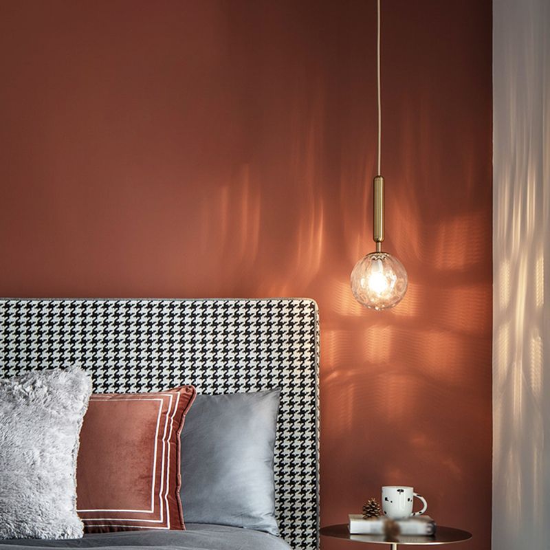 1 Light Spherical Hanging Pendant Modern Style Glass Hanging Lighting for Bedroom