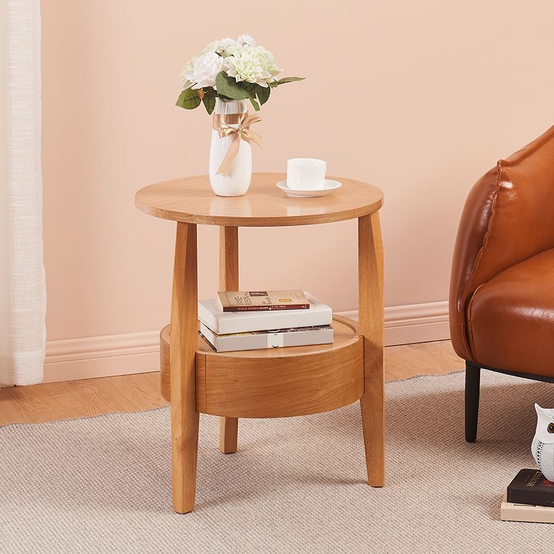 24" L x 24" W Farmhouse Side End Table Wooden Side Table with Shelve and Drawer