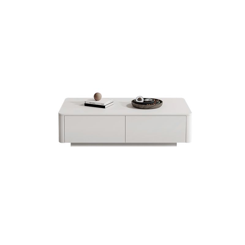 Block Coffee Cocktail Table with 4 Storage Drawers Wood Top Modern