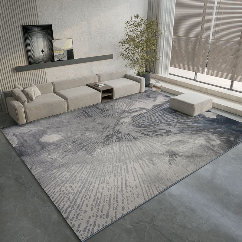 Grey Tone Simplicity Area Carpet Polyester Abstract lines Indoor Rug Washable Carpet for Living Room