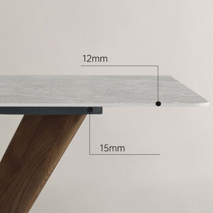 Modern Gray Stone Dining Table Set 1/4/5 Pieces Dining Set with Leather Chairs