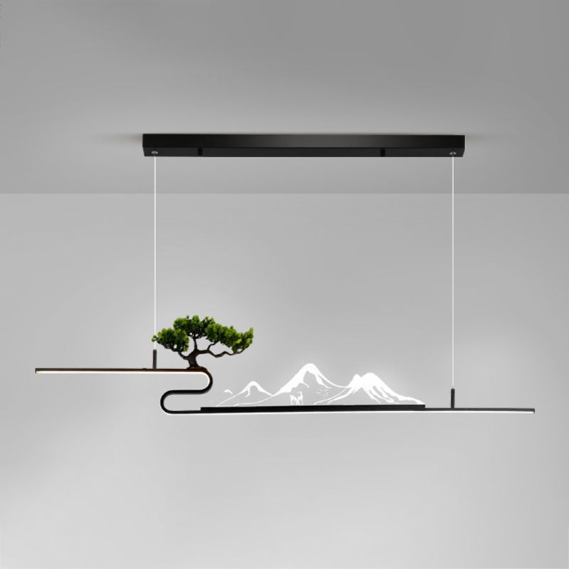 Forma lineal de la isla de la isla de estilo contemporáneo 1 accesorio de iluminación colgante de luz