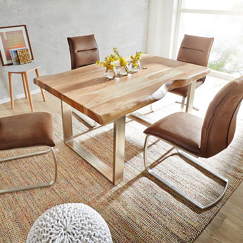 Pine Wood Home Dining Table Industrial Rectangle Kitchen Table