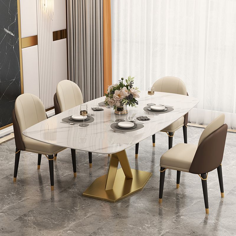 Glam Rectangle 1/4/5/6/7 Pieces Dinette Set Indoor White and Gold Dining Set