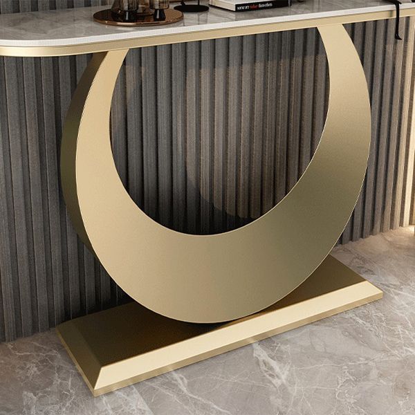 11.81-inch Wide Glam Console Table 1-shelf Stone Accent Table for Hall