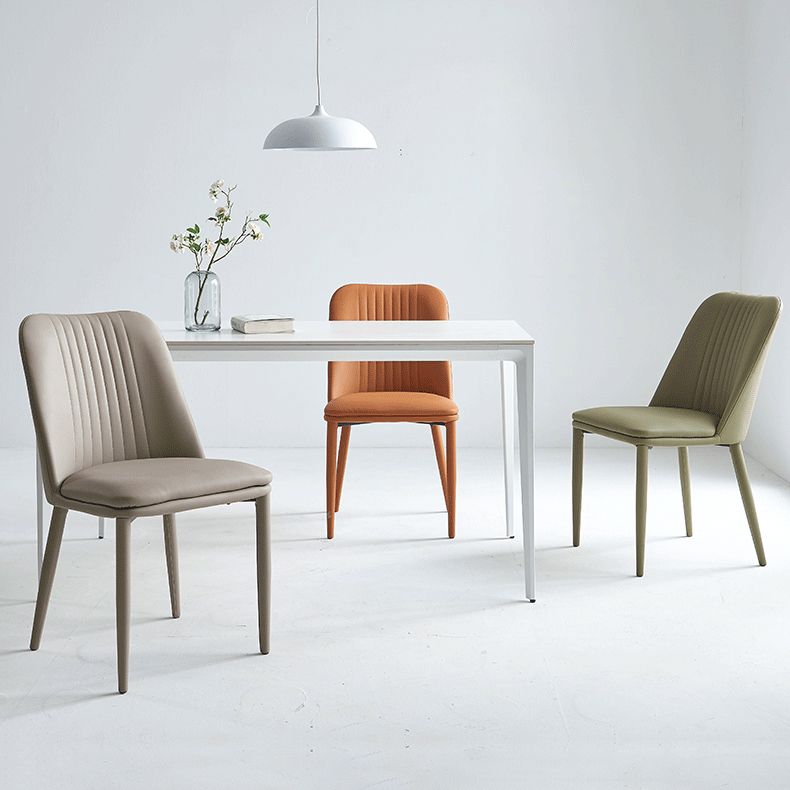 Leather Dining Chair Minimalist Style Armless Solid Back Chair for Home