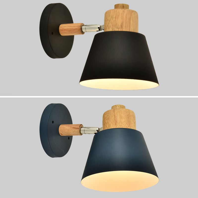 Semplicità nordica semplicità conica illuminazione con applique a parete metallizzata lampada montata per camera da letto per camera da letto