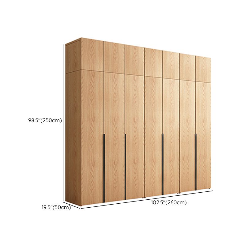 Contemporary Freestanding Natural Wardrobe Oak Solid Wood Wardrobe with Shelves