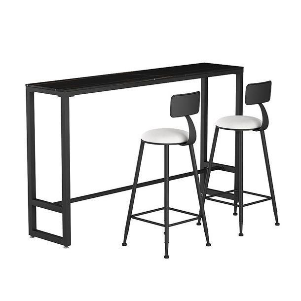 Trestle Base Bar Table Modern Rectangle Sintered Stone Bar Table