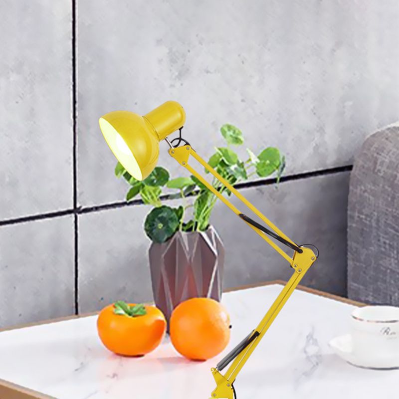 Modern Stylish 1 Bulb Desk Lamp with Metal Shade Black/White Adjustable Domed Reading Book Light for Bedroom