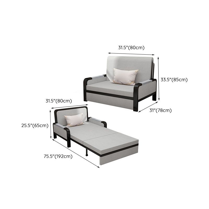 Contemporary Foldable Futon Sleeper Light Gray Futon and Mattress with Storage