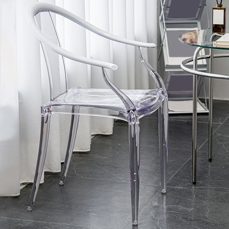 Glam Acrylic Frame Dining Armchair Slat Back Stacking Arm Chair