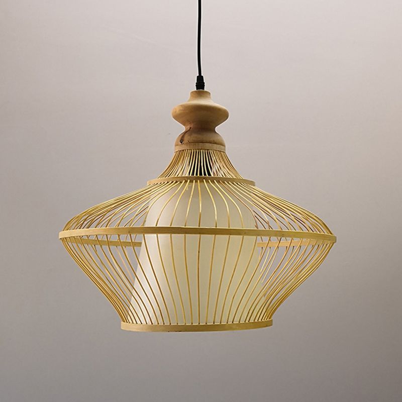 Luce a sospensione a sospensione di bambù Luce moderna Stile moderno BEIGE Apparecchio di illuminazione a sospensione