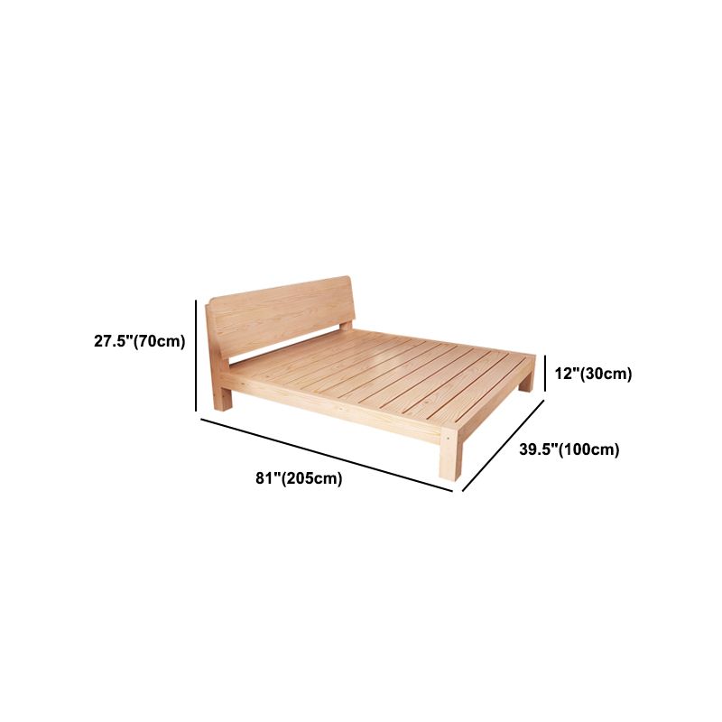 Scandinavian Solid Wood Panel Bed with Rectangular Headboard