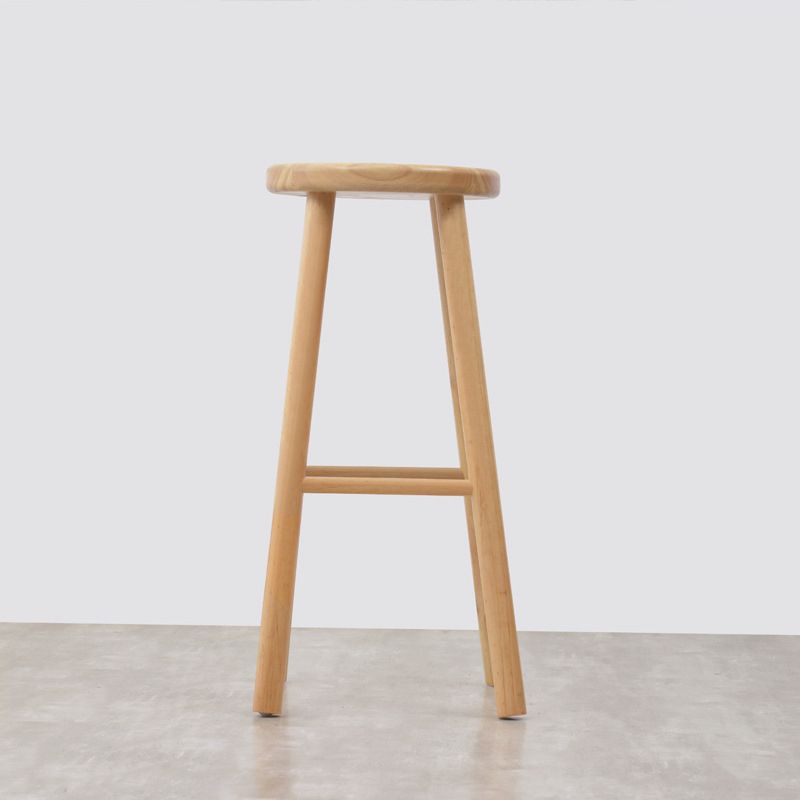 Living Room Simple Wood Barstool 4 Legs Bar Stool with Pedal