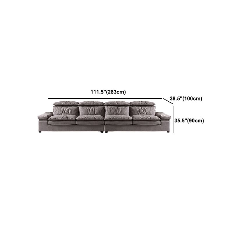 Armless Sofa Bed with Pillow Back Leather Sofa with Grey Solid Wood Frame