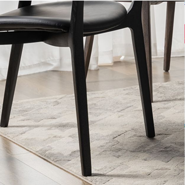 Leather Upholstered Dining Chair Solid Wood Frame Dining Arm Chair