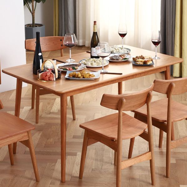 Table à manger rectangle de style contemporain table en bois massif avec 4 pieds