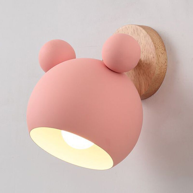 Children Wood Wall Light Polish Finish Flush Mount Lighting for Room