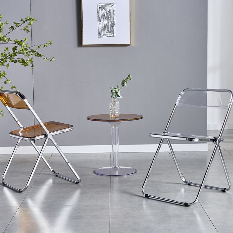 Chaise de salle à manger contemporaine en métal, chaise latérale pliante sans bras pour usage au restaurant