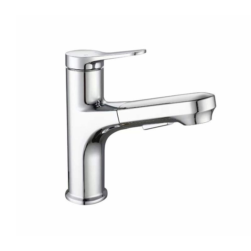 Contemporary Pull-out Faucet Single Lever Handle Faucet for Bathroom