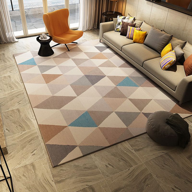 Black Contemporary Rug Polyester Geometric Area Rug Non-Slip Backing Indoor for Living Room