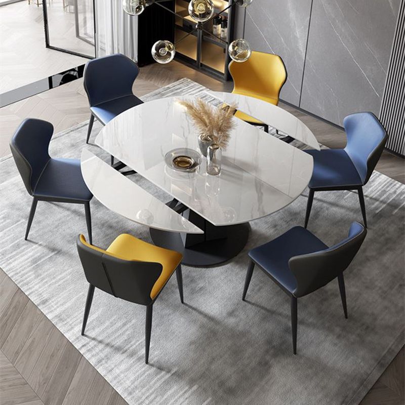 Modern Sintered Stone Table Dining Round Table with Metal Legs for Home Use