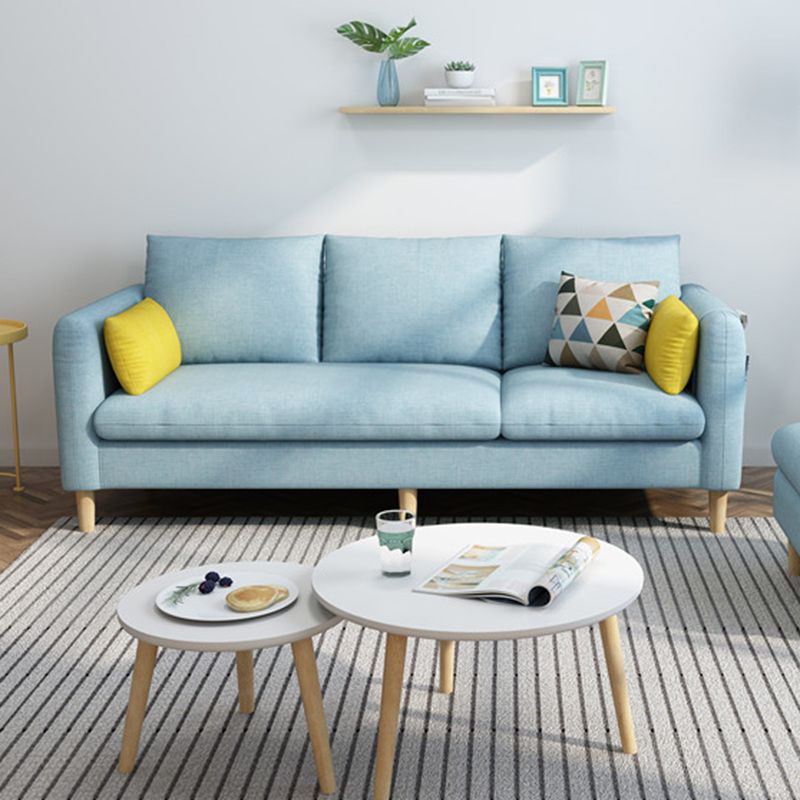 Contemporary Fabric Slipcovered Square Arm Pillows Standard Seating