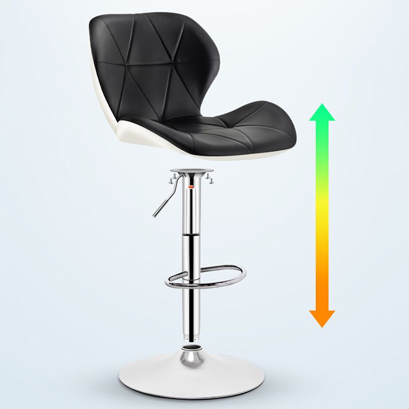 Scandinavian Metal Barstool Low Back PU Leather Furniture in Matte Finish for Indoor