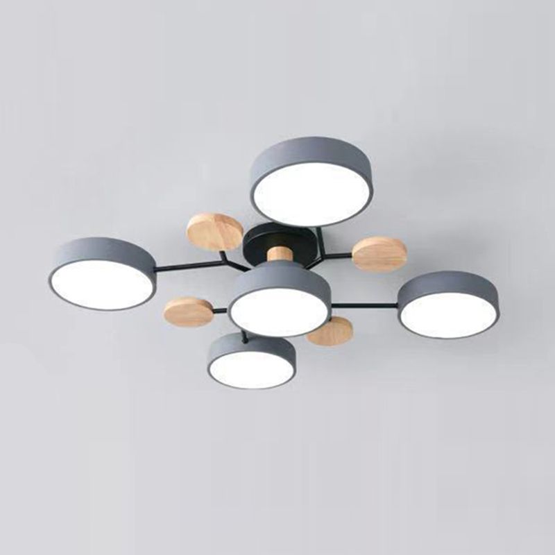 Macaron Molecular LED -plafondarmatuur Metaal Woonkamer Semi -spoeling Mount Light