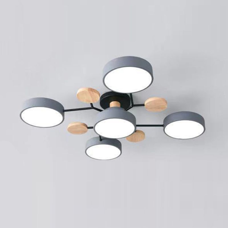 Macaron Molecular LED Ceiling Fixture Metal Living Room Semi Flush Mount Light