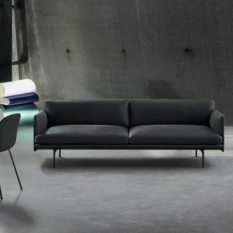 29" High Modern Faux Leather Tuxedo Arm Standard Sofa with Cushions for Living Room